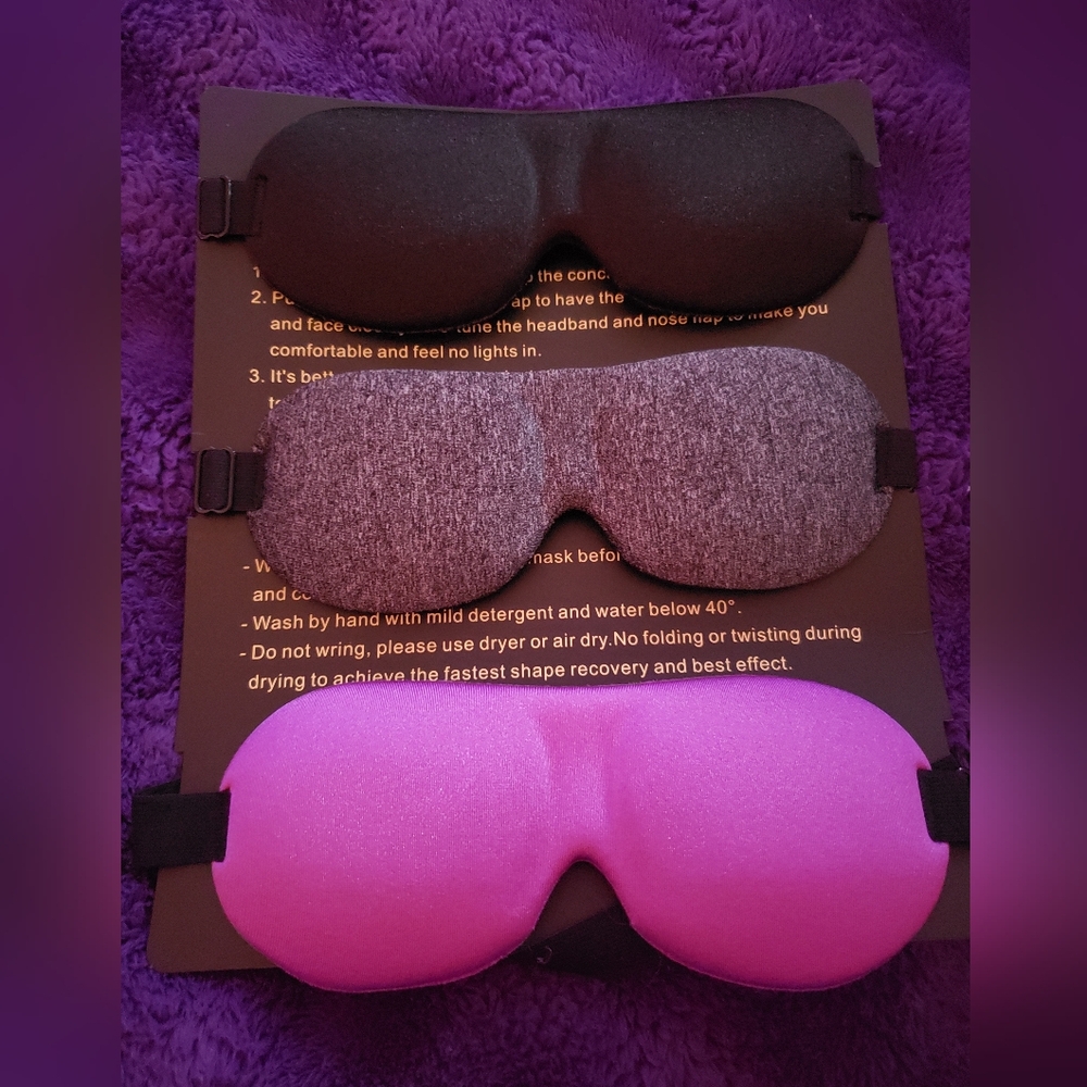 Set of Three Sleep Masks - Black, Gray, Pink